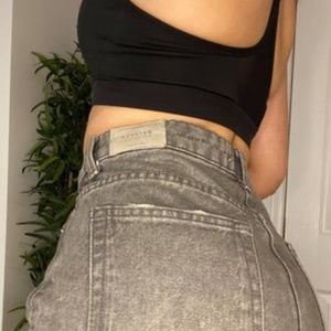 High Rise Grey Bershka Mom Jeans